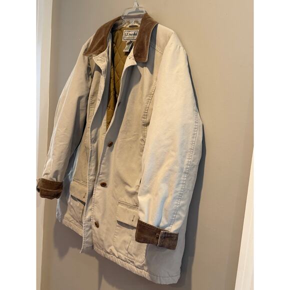 Vintage LL Bean Chore Jacket Barn Tan Field Coat Canvas Tan 3X - Picture 3 of 10